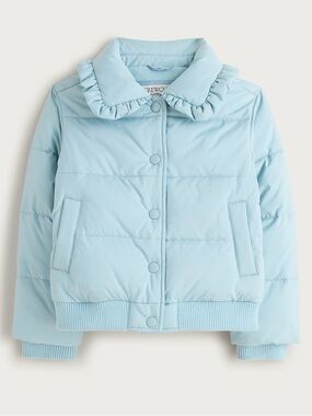 nwt j.crew girls ruffle-collar puffer jacket in dewy blue youth XXL $168